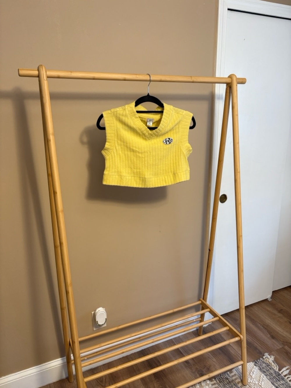 BDG Yellow Ribbed Cropped Sweater Tank